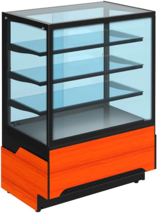 Витрина кондитерская Cryspi ВПВ (Adagio Cube К 900 Д) (дуб сонома кромк чёрн, внеш 9005мат _внутр9005мат) фото
